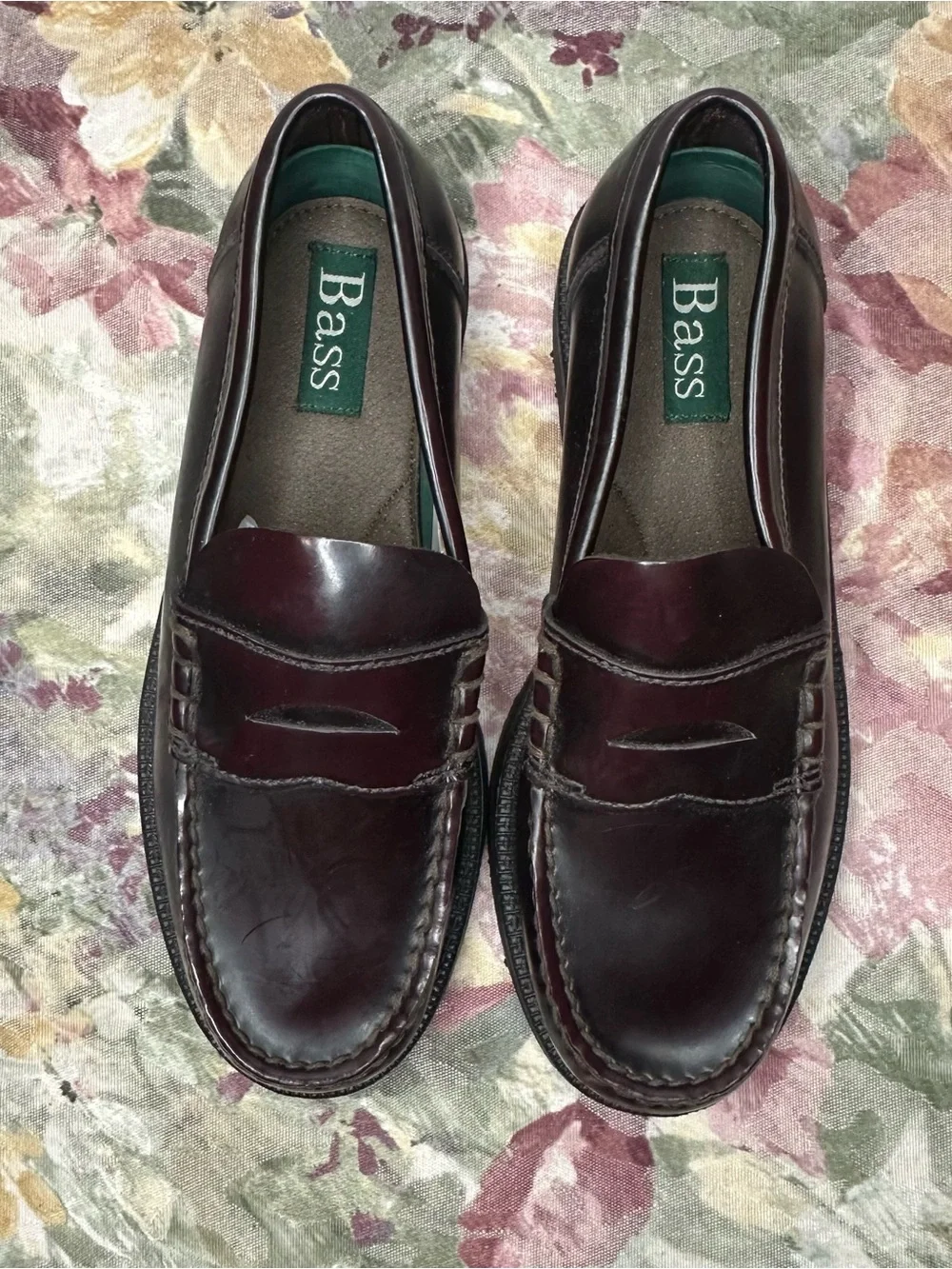 Bass Burgundy Penny Loafers Antaries 202A Leather Upper Size 4M New No Box Wine